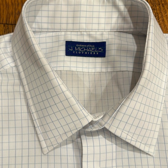 NWOT🤩 J MICHAELS CLOTHIERS CUSTOM  COTTON BLUE & WHITE MENS DRESS SHIRT - Picture 3 of 8